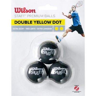 Wilson squashbal dubbel gele stip (3x)